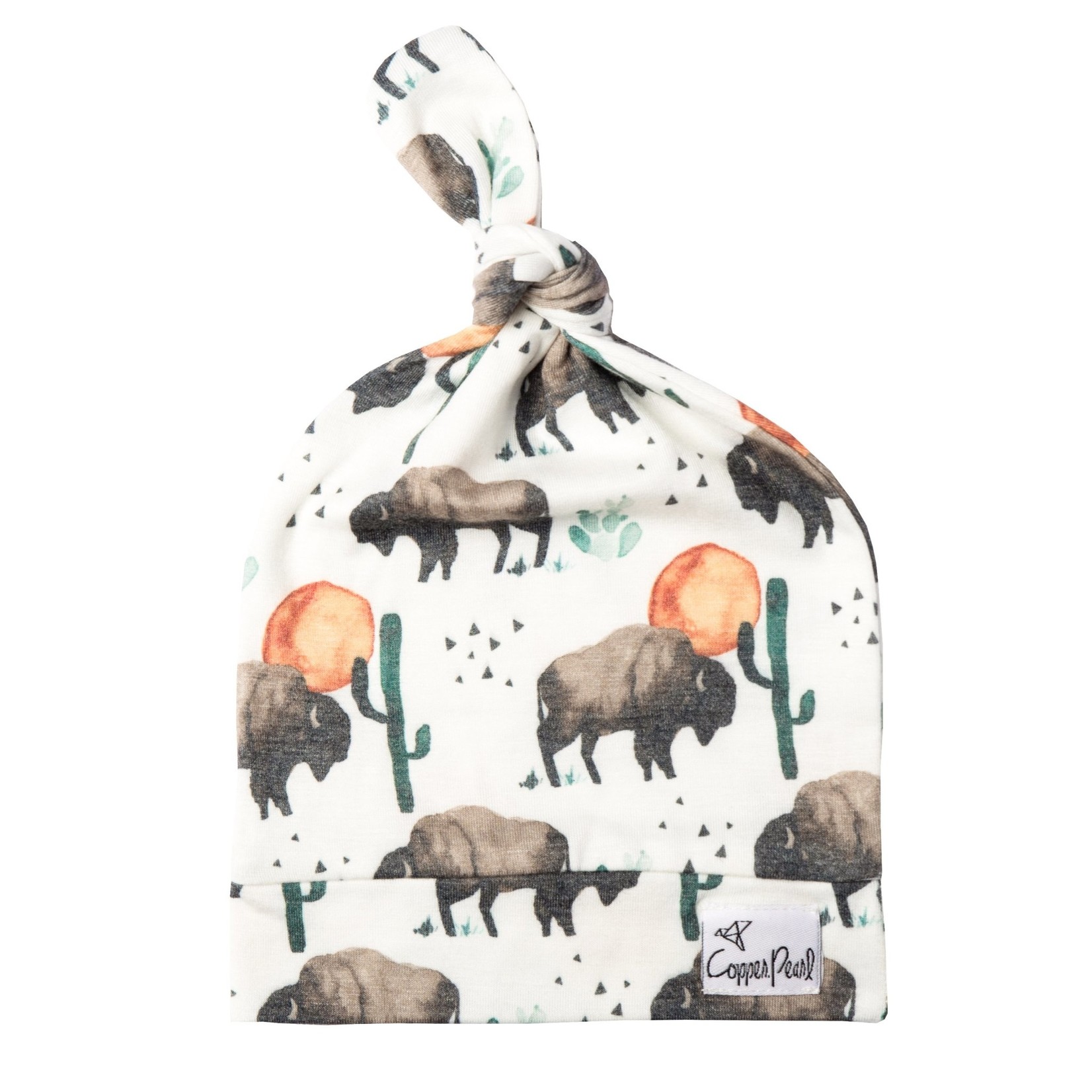 Copper Pearl Top Knot Hat 0-4M - Bison