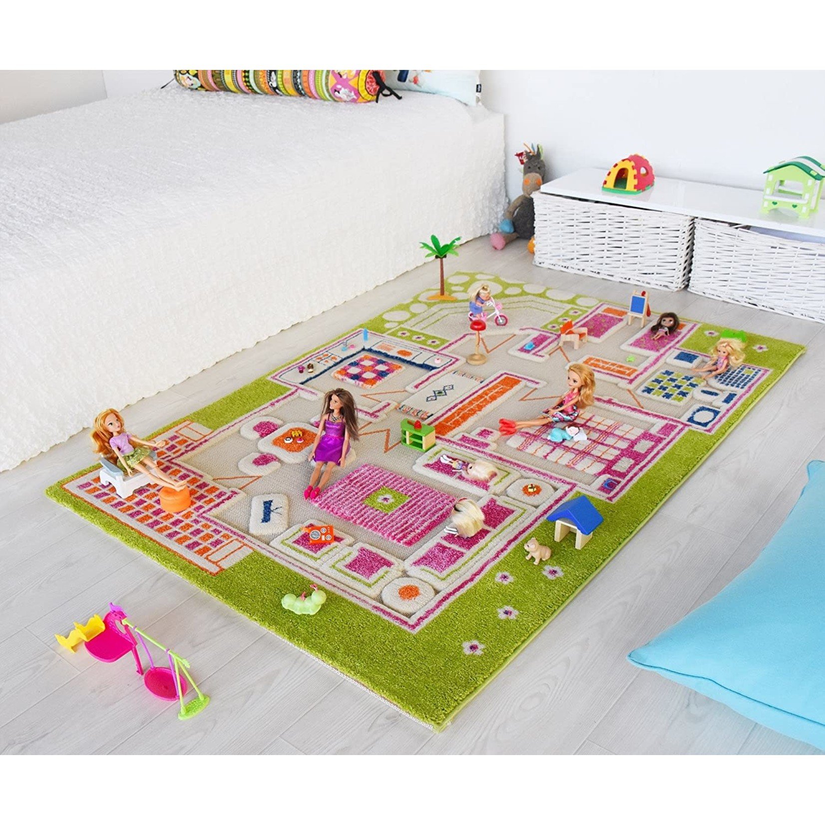 Kicks and Giggles Play House Green 3D Play Carpet, Medium 39" x 59"