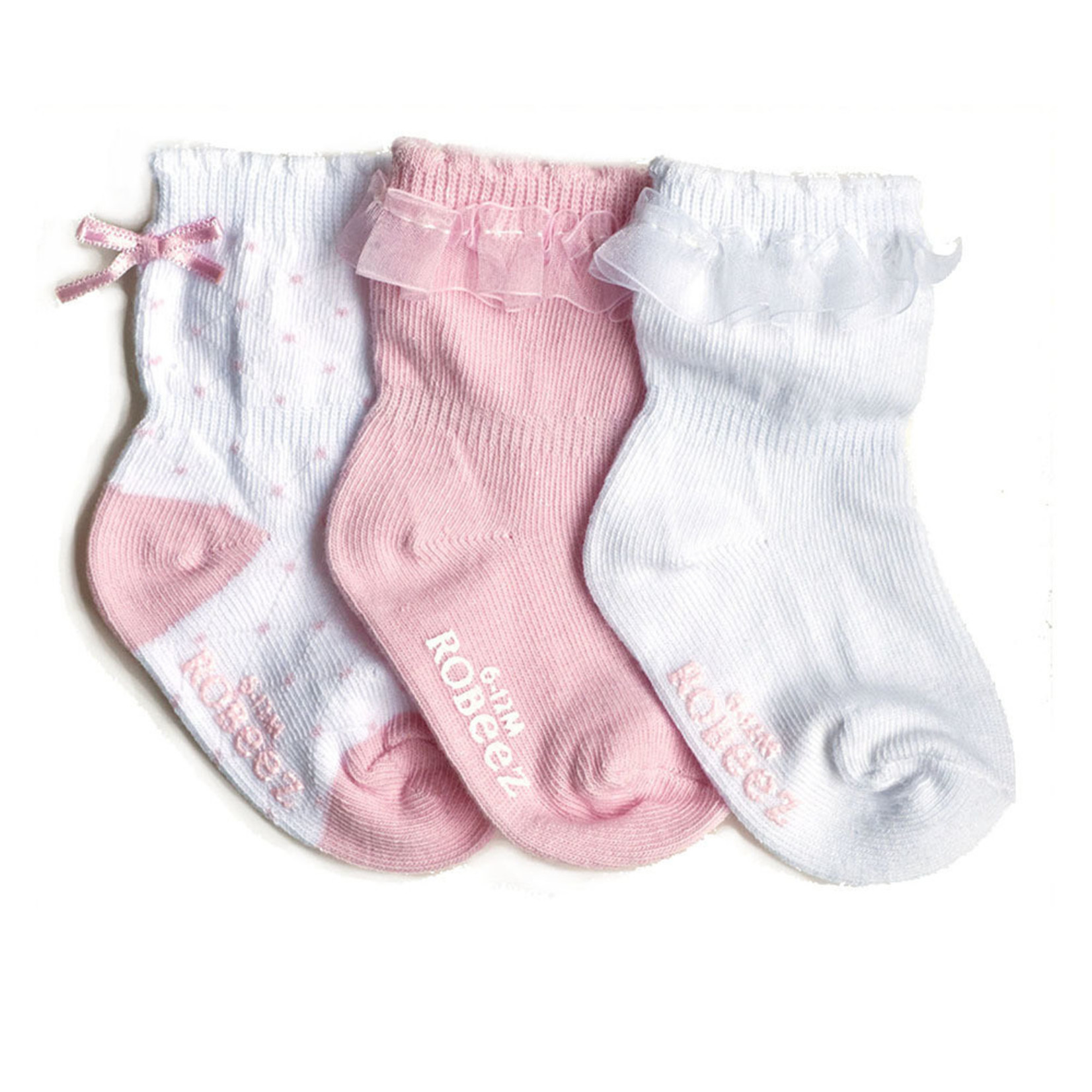 Robeez 3 Pk Socks, Baby Girl Ruffle Pastel Pink