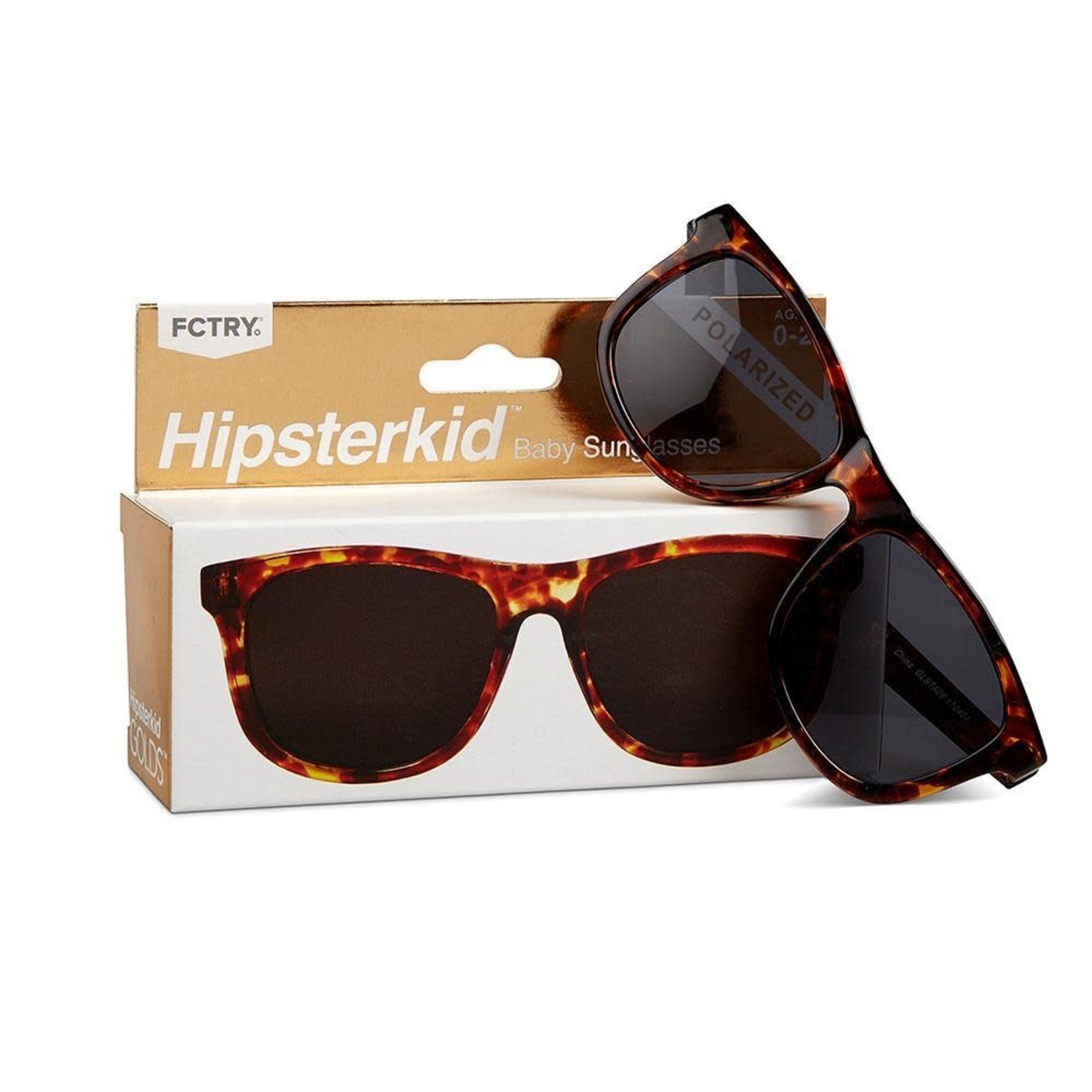FCTRY Hipsterkid Golds Wayfarer Baby Sunglasses, Tortoise (0-2y)