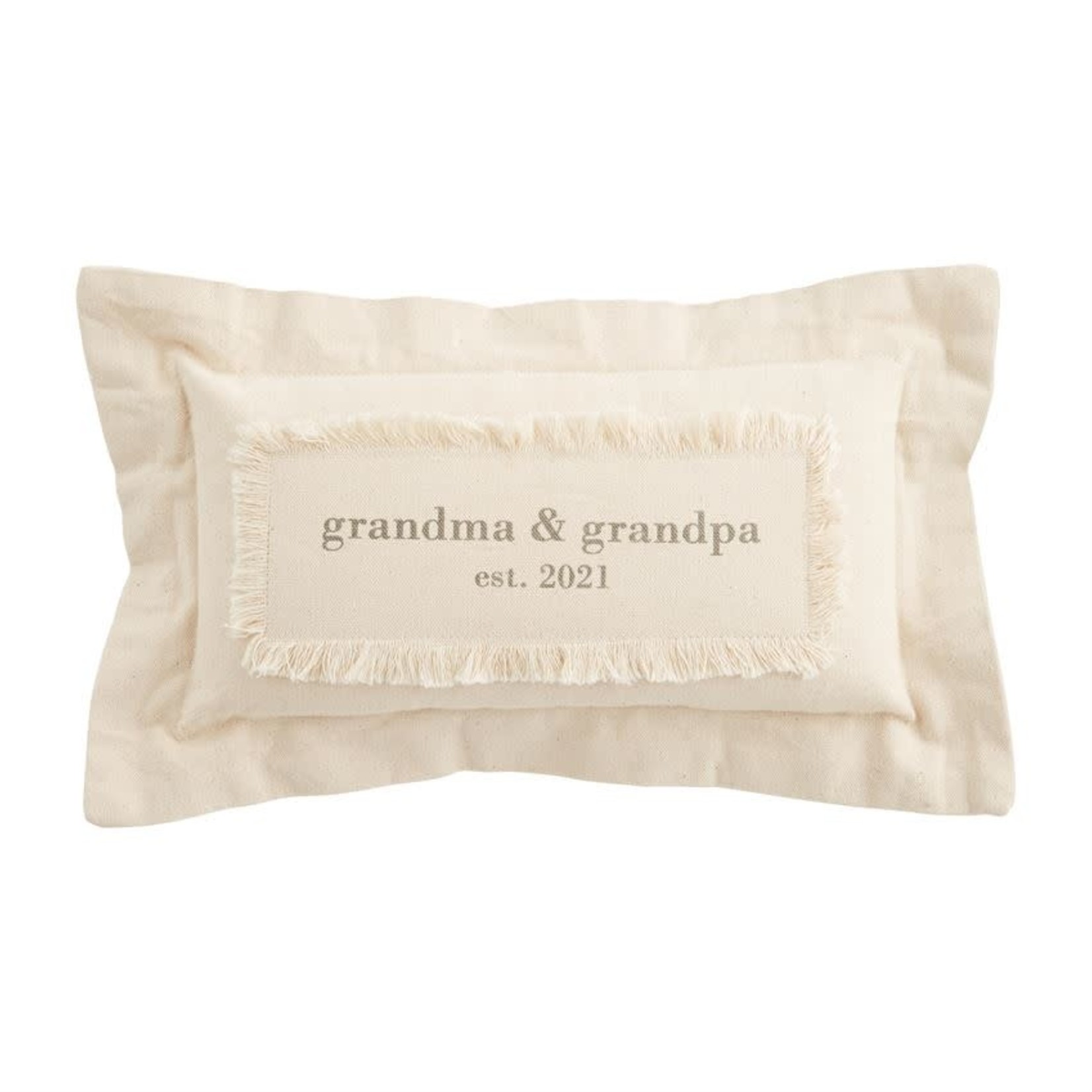 Mud Pie Grandma Grandpa Est. 2021 Canvas Pillow