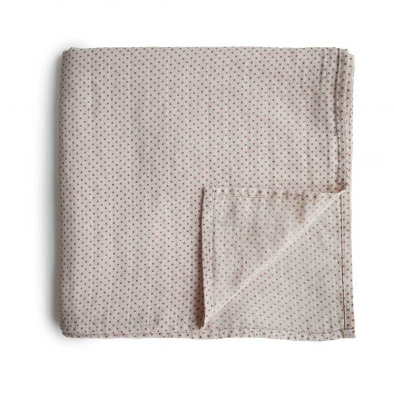 Mushie & Co Muslin Swaddle Blanket Organic Cotton (Caramel Polka Dots)