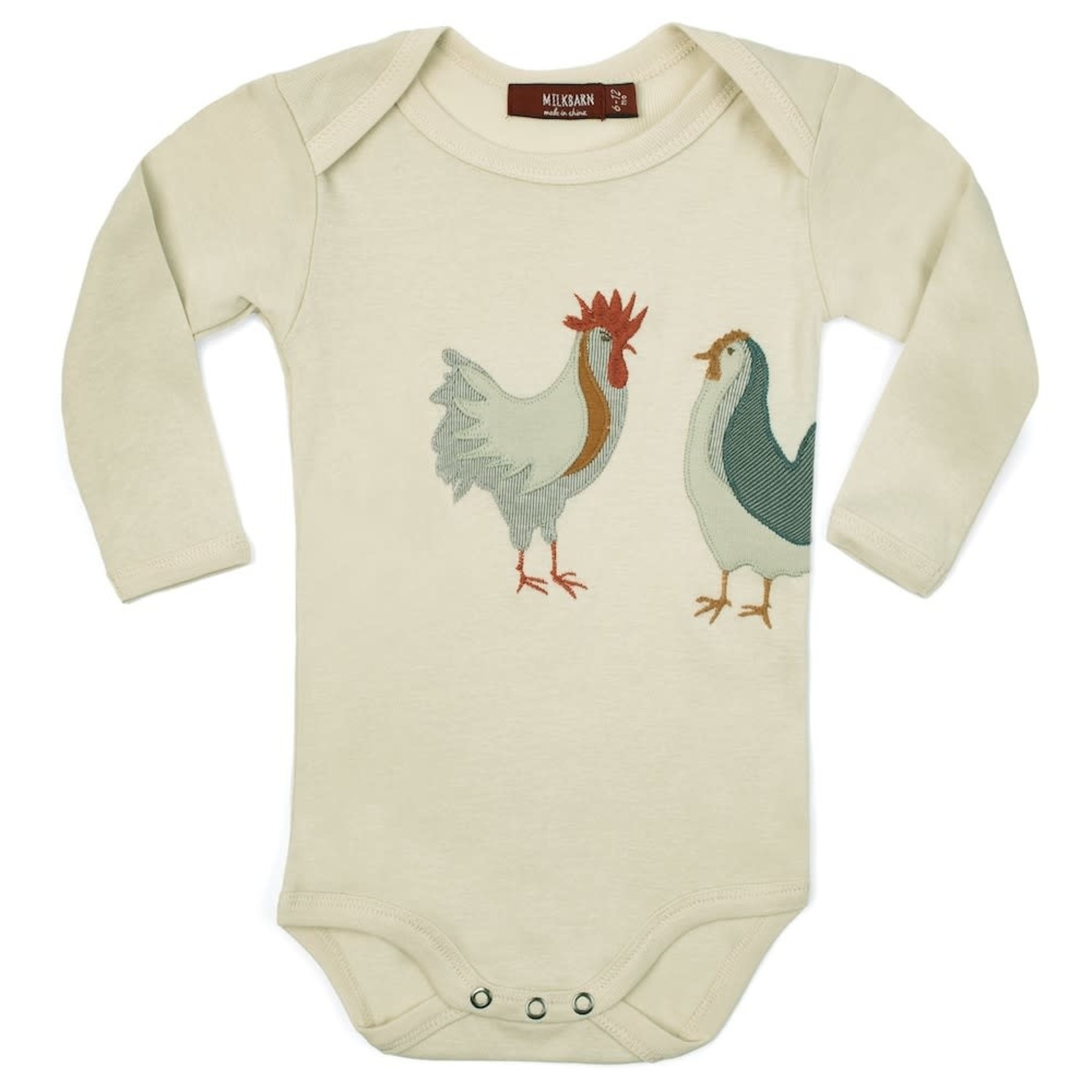 Milkbarn Kids Long Sleeve Organic Applique Bodysuit Chicken