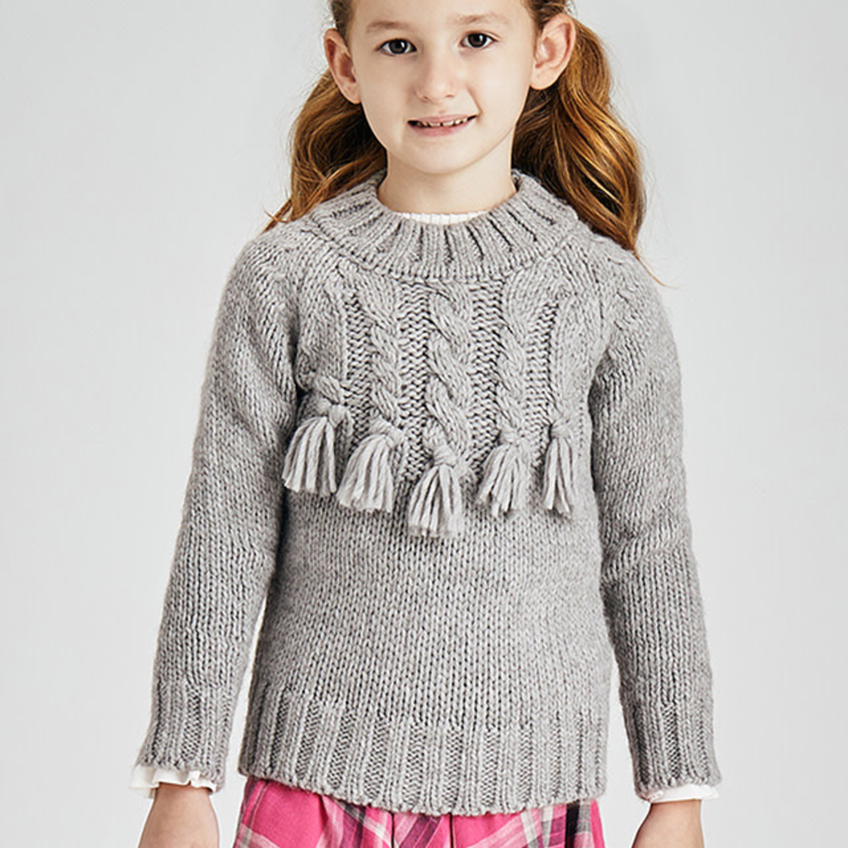 Mayoral Braided Sweater, Silver Gray