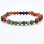 R.B. Amber Jewelry Adults | Baltic Amber Aromatherapy Bracelet Raw African Turquoise Cognac
