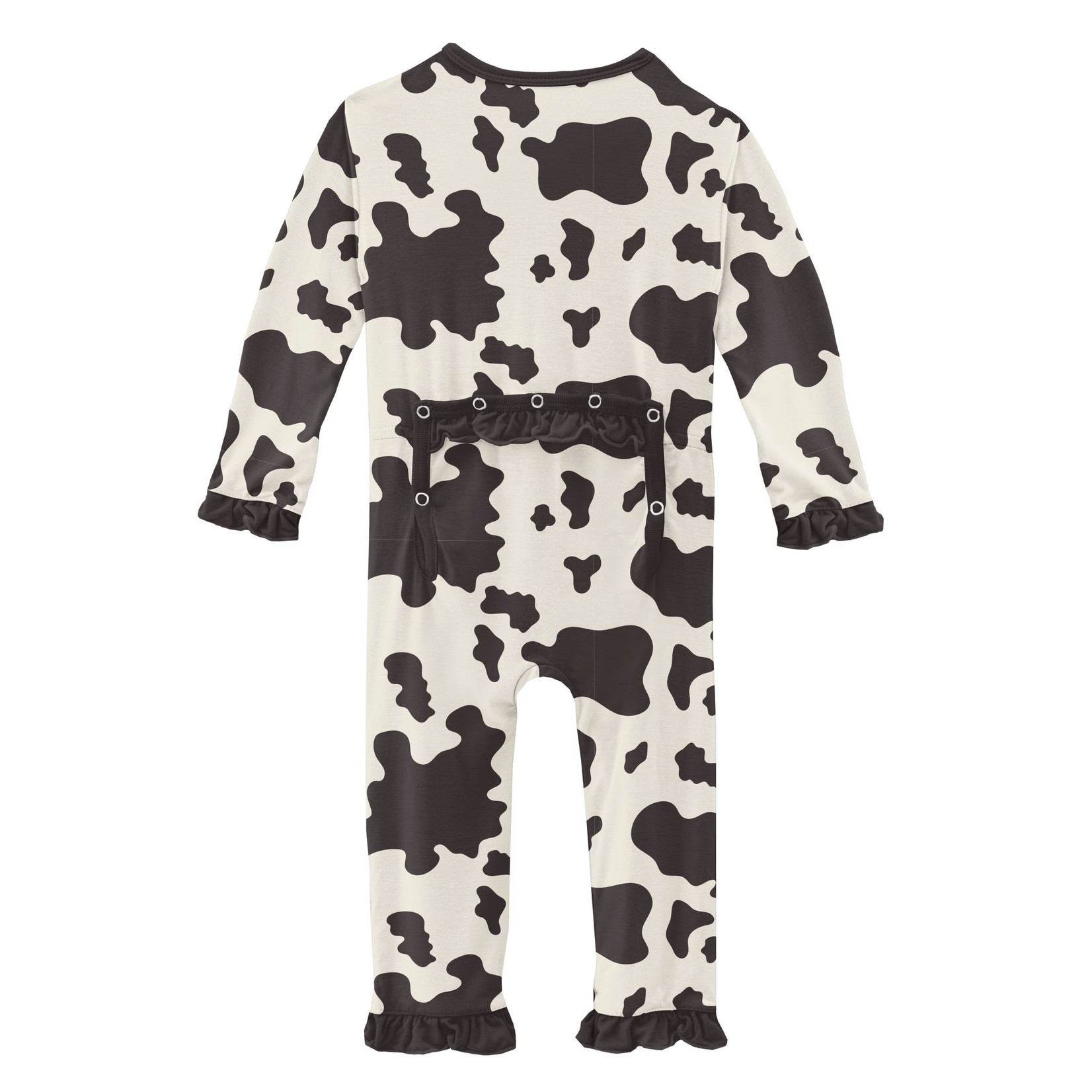 Kickee Pants Print Classic Ruffle Coverall with Zipper Cow Print