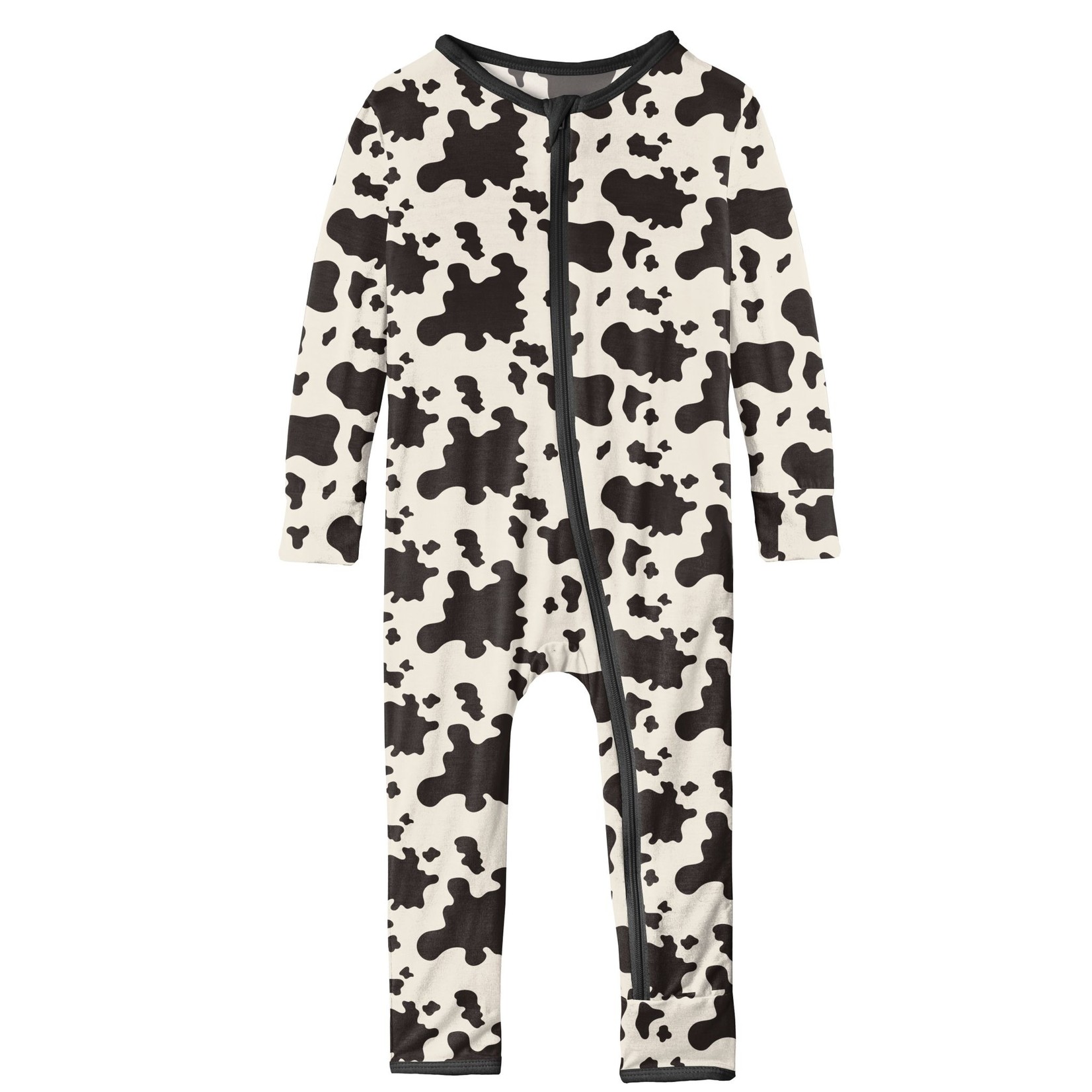 Kickee Pants Print Coverall with Zipper Cow Print