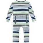 Kickee Pants Print Coverall with Zipper Fairground Stripe