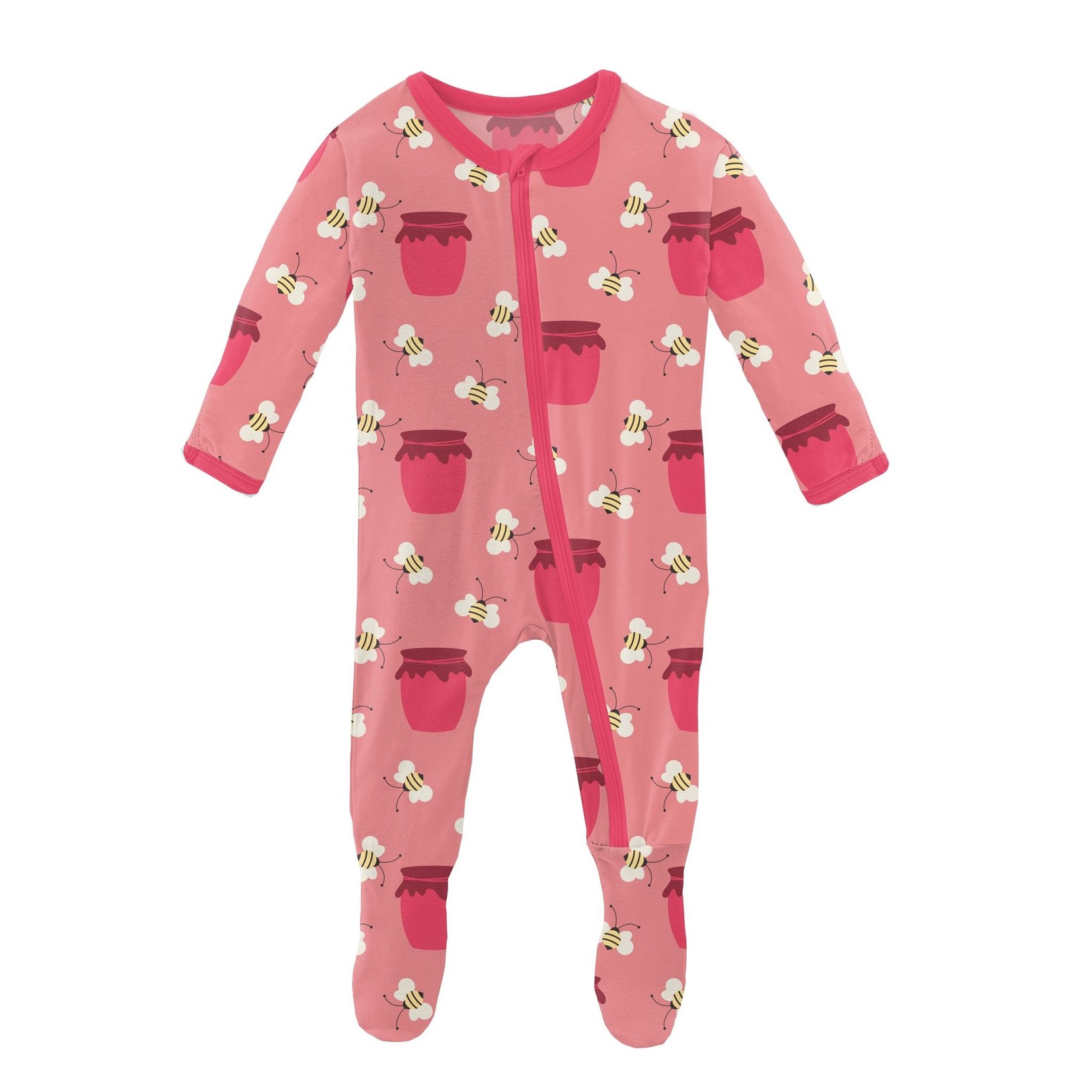 Kickee Pants Print Footie with Zipper Strawberry Bees and Jam