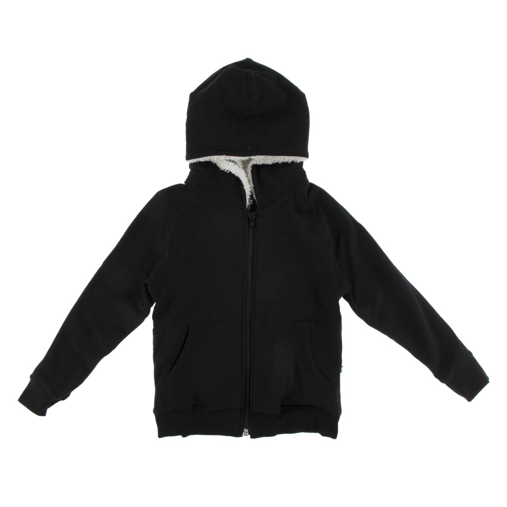 Solid Fleece Zip-front with Sherpa-lined Hood Midnight Kids