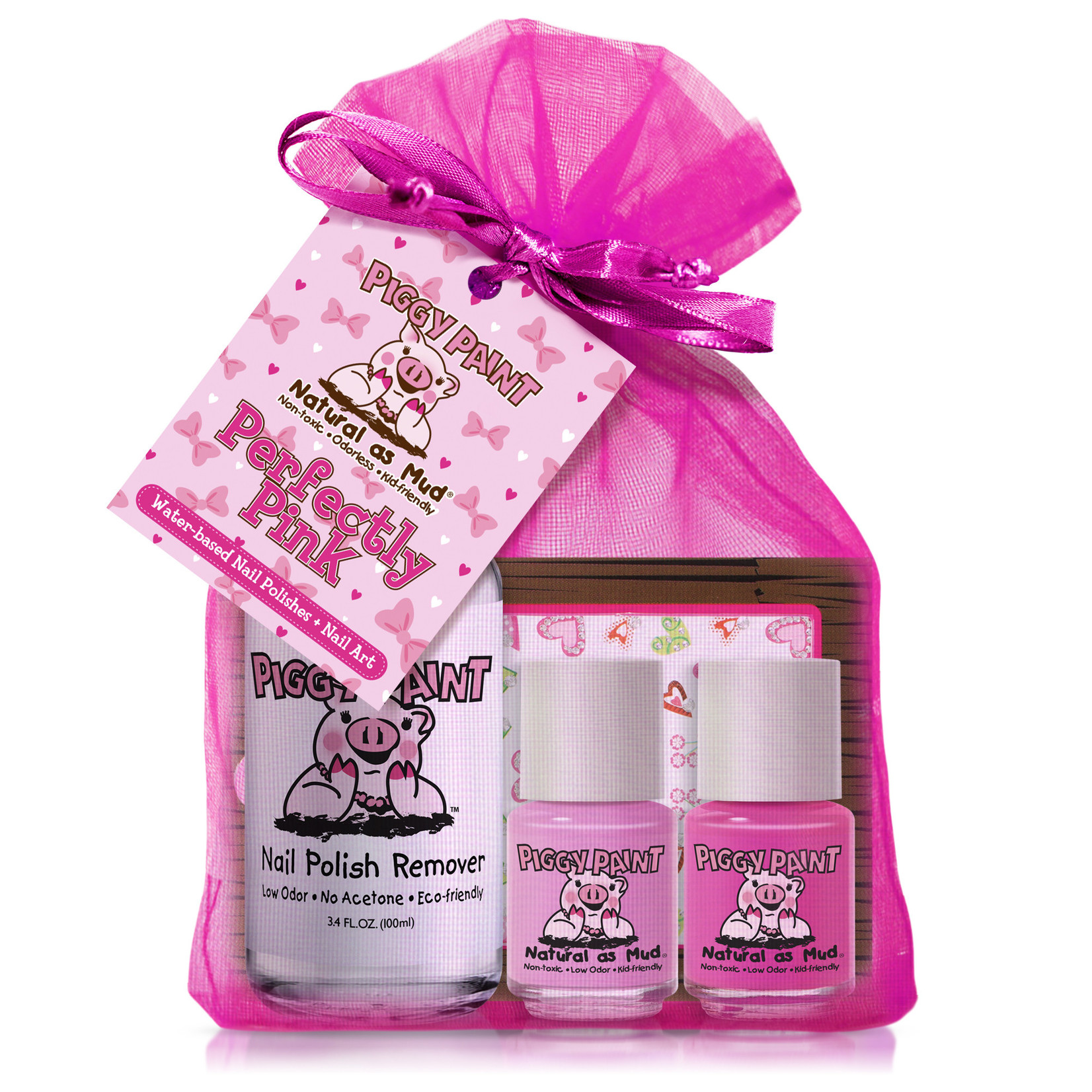 Piggy Paint Set, Perfectly Pink (remover + 2)