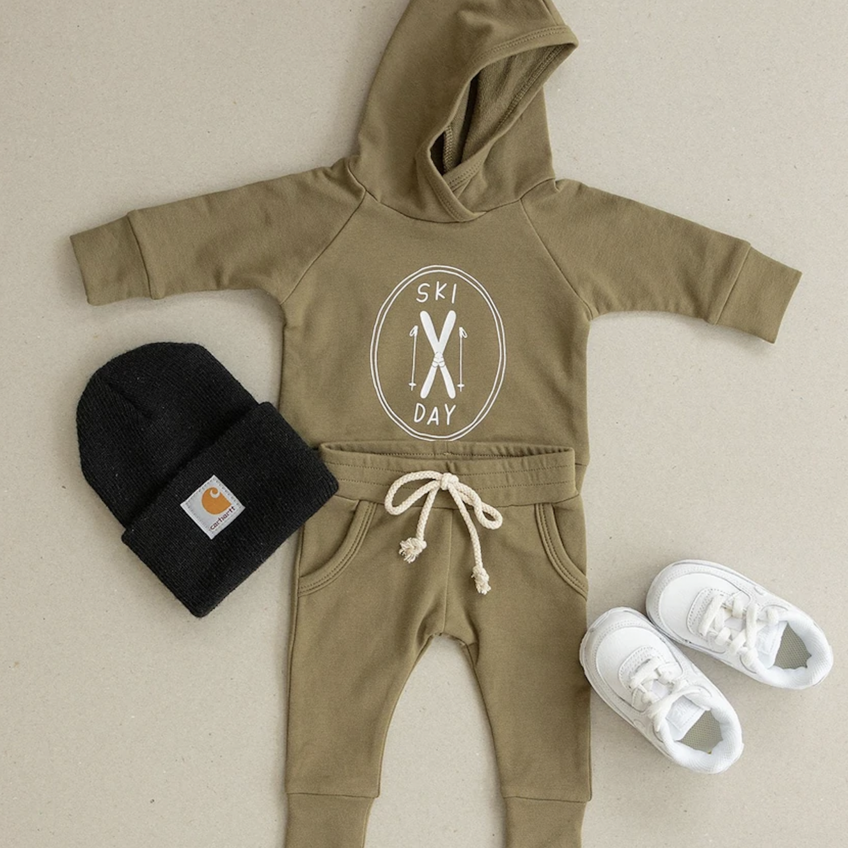 Mebie Baby French Terry Hoodie+Jogger Ski Day Fern Set
