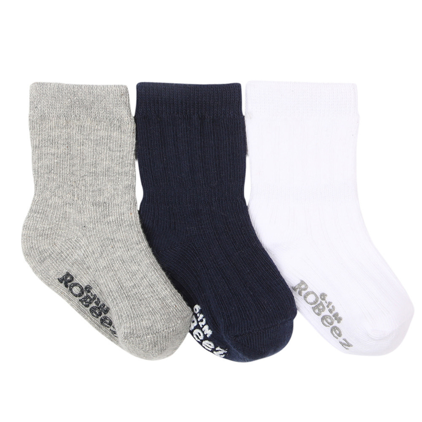 Robeez 3 Pk Socks, Basics Navy/Grey/White