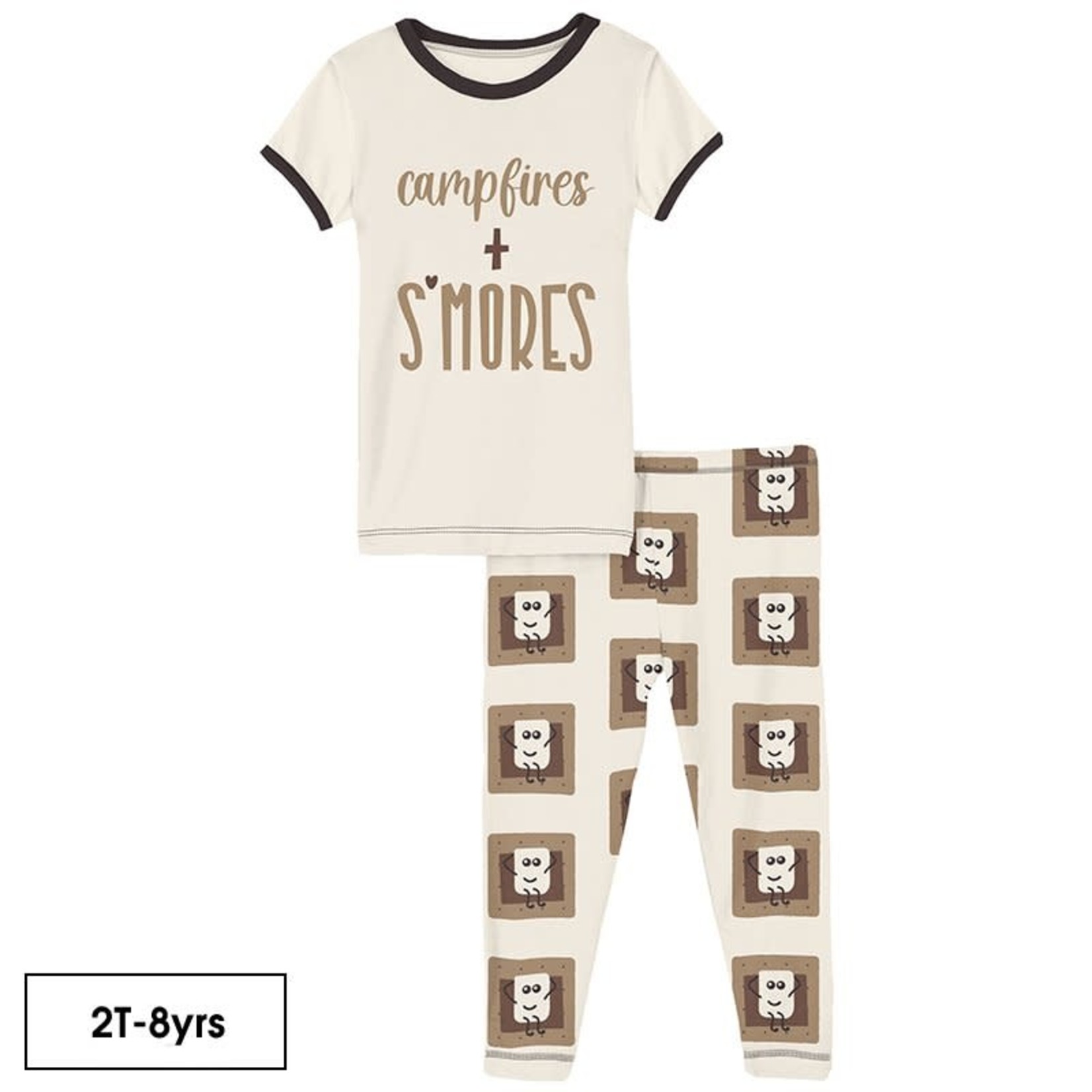 Short Sleeve Graphic Tee Pajama Set in Natural S'mores
