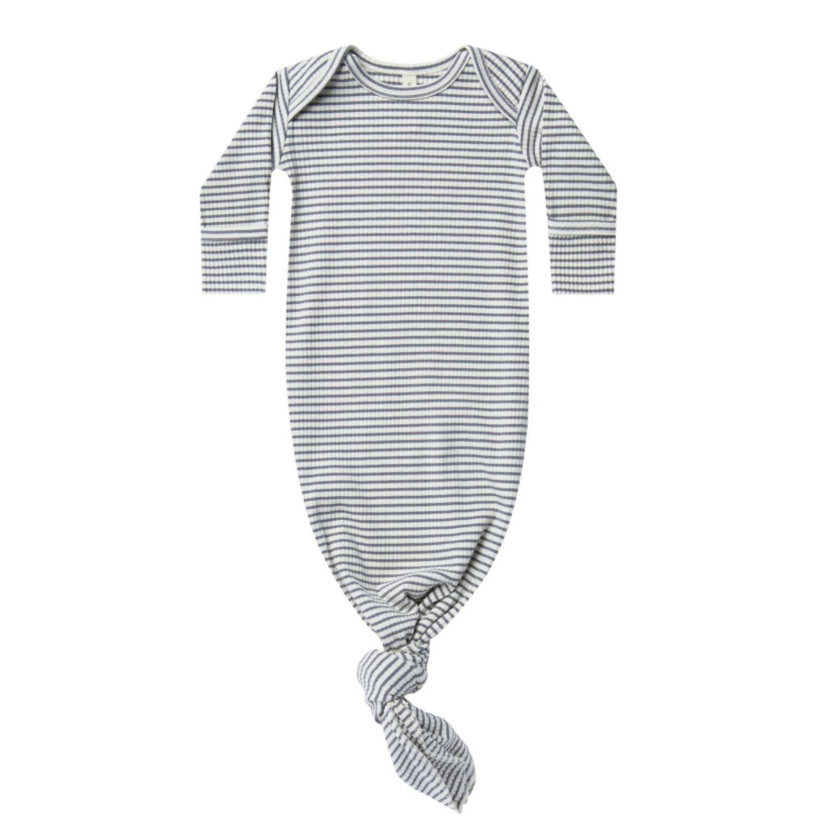 Quincy Mae Knotted Baby Gown | Indigo Stripe