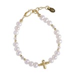 Cherished Moments Eve - SM (0-12m) Bracelet Pearls + Gold Plated Cross
