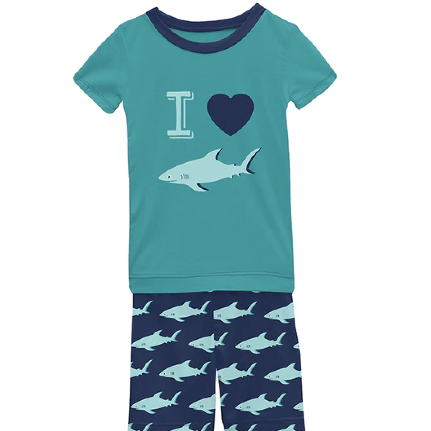 Short Sleeve Pajama Set with Shorts Flag Blue Sharky