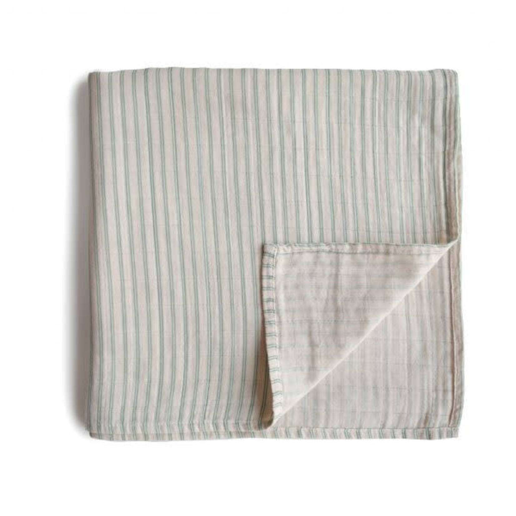 Mushie & Co Muslin Swaddle Blanket Organic Cotton (Sage Stripe)