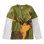 Tea Collection Scandinavian Stag Layered Tee - Olive Branch