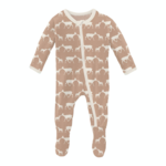 Kickee Pants Print Footie with Zipper Doe and Fawn