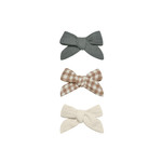 Quincy Mae Bow W. Clip, Set Of 3 | Dusk, Cocoa Gingham, Natural