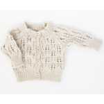 Huggalugs Leaf Lace Hand Knit Cardigan Sweater Natural