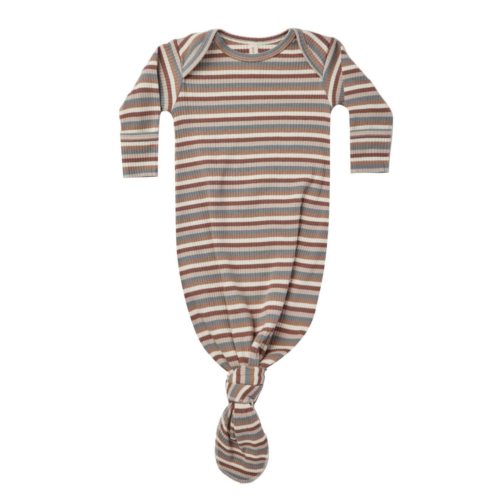 Quincy Mae Knotted Baby Gown | Autumn Stripe