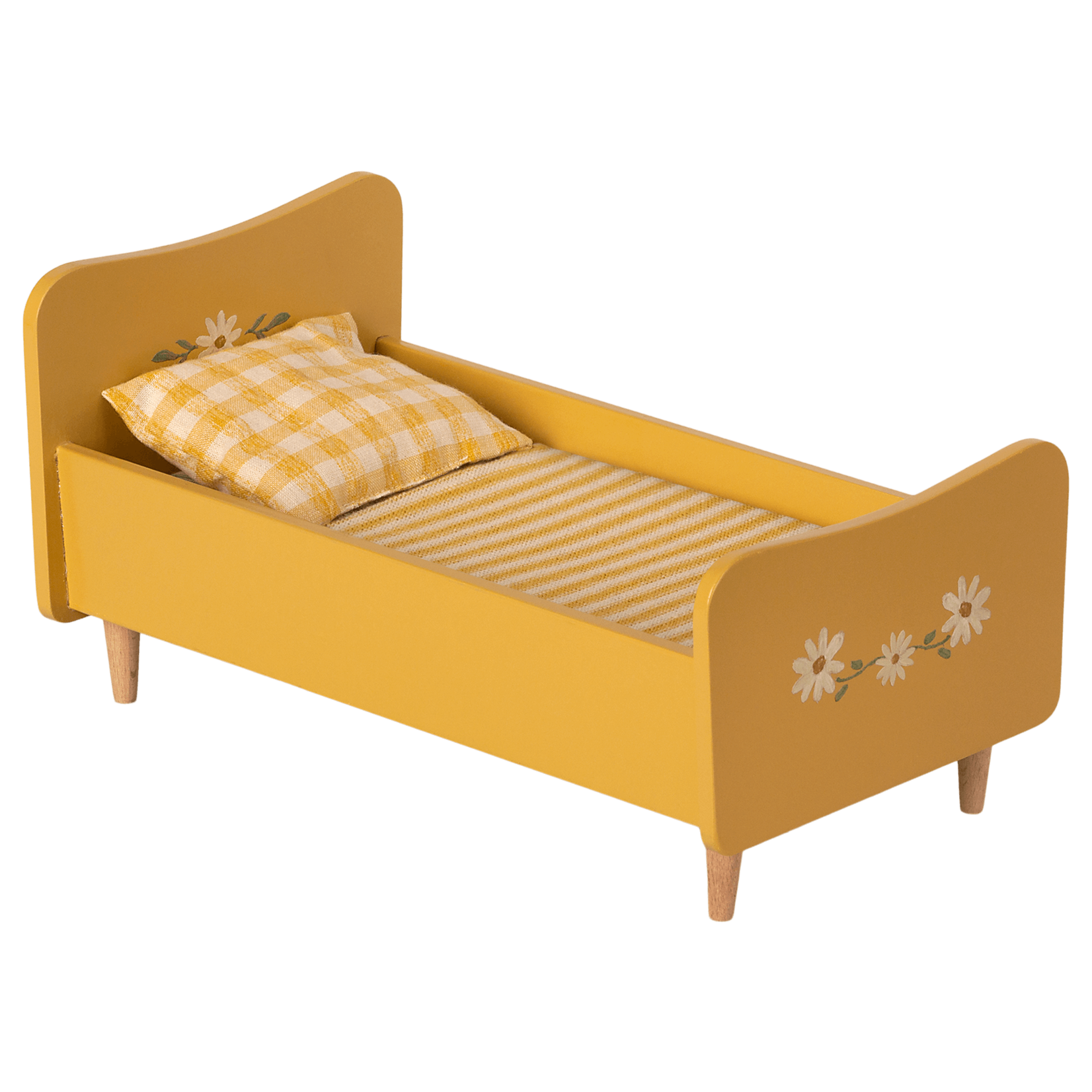 Wooden bed, Mini Yellow Kicks and Giggles