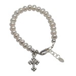 Cherished Moments Olivia - SM (0-12m)  Bracelet Sterling Silver Pearl with Cross
