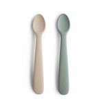 Mushie & Co Silicone Feeding Spoons (Cambridge Blue/Shifting Sand) 2-Pack