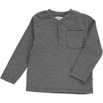 Me + Henry Benji Baby Ribbed Henley - Charcoal 6-12M