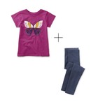 Tea Collection Beautiful Butterfly Tee - Mulberry + Triumph Solid Legging Set