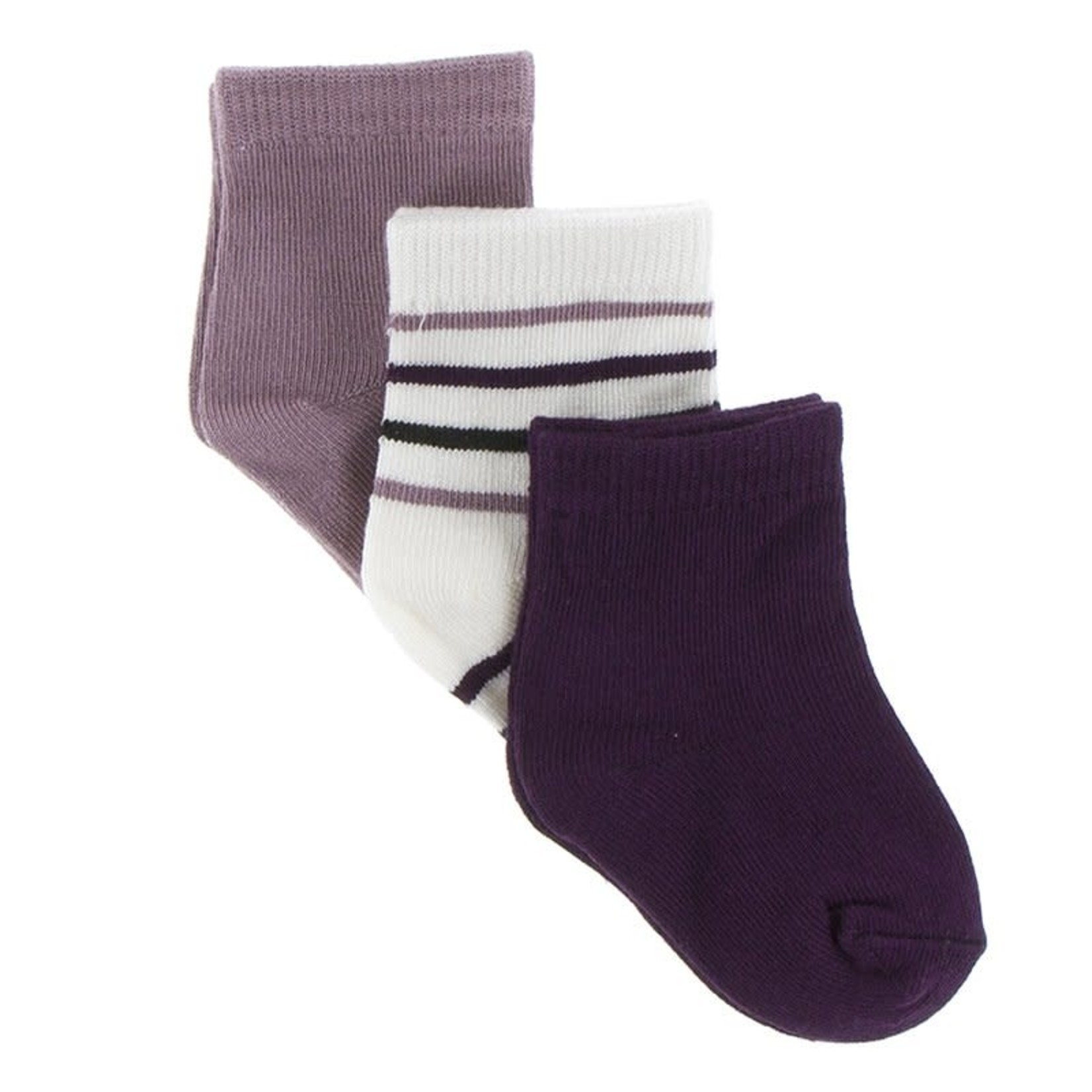 Kickee Pants 3 Pk Socks - Raisin, Tuscan, Stripe and Grapes