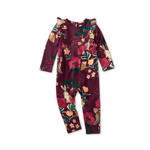Tea Collection Ruffle Sleeve Baby Romper - Forest Floral in Red
