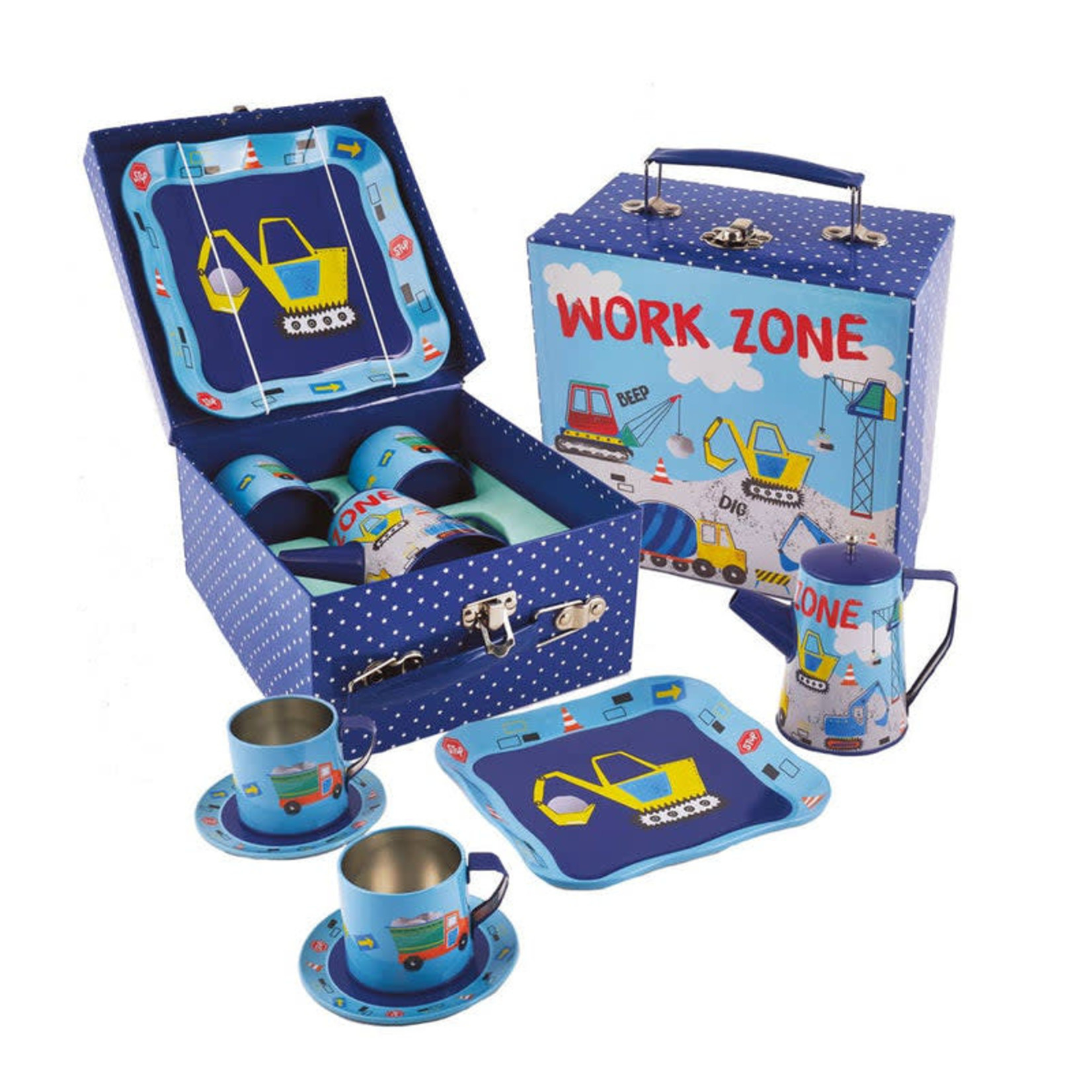 Floss and Rock Construction Tin Coffee Set in Square Case