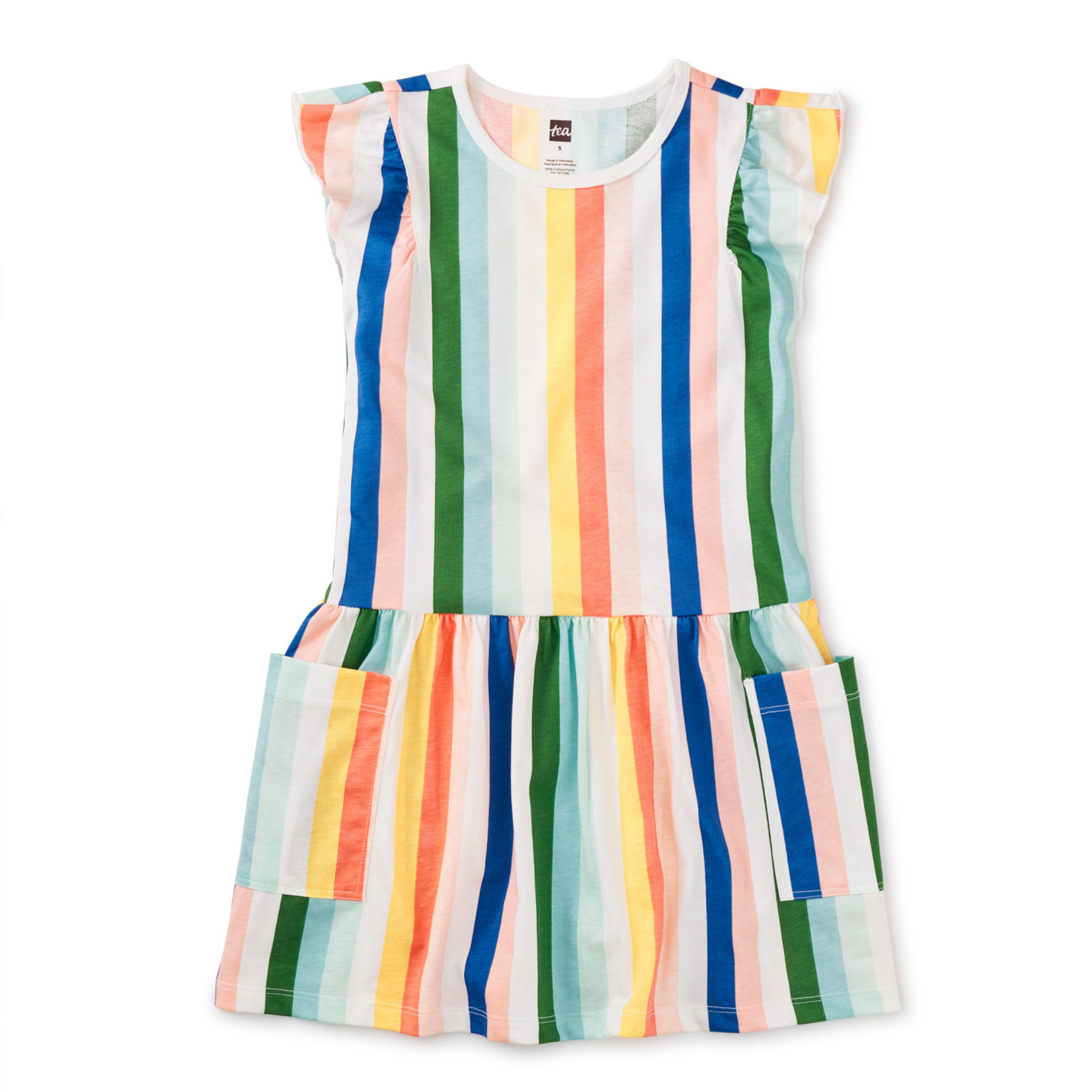 Tea Collection Flutter Sleeve Pocket Dress - Lisbon Stripe