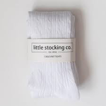 Little Stocking Co. Cable Knit Footless Tights White 3-4Y