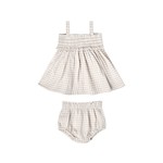 Quincy Mae Mae Smocked Top + Bloomer Set - Silver Gingham