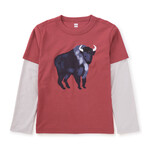 Tea Collection Bison Layered Sleeve Graphic Tee