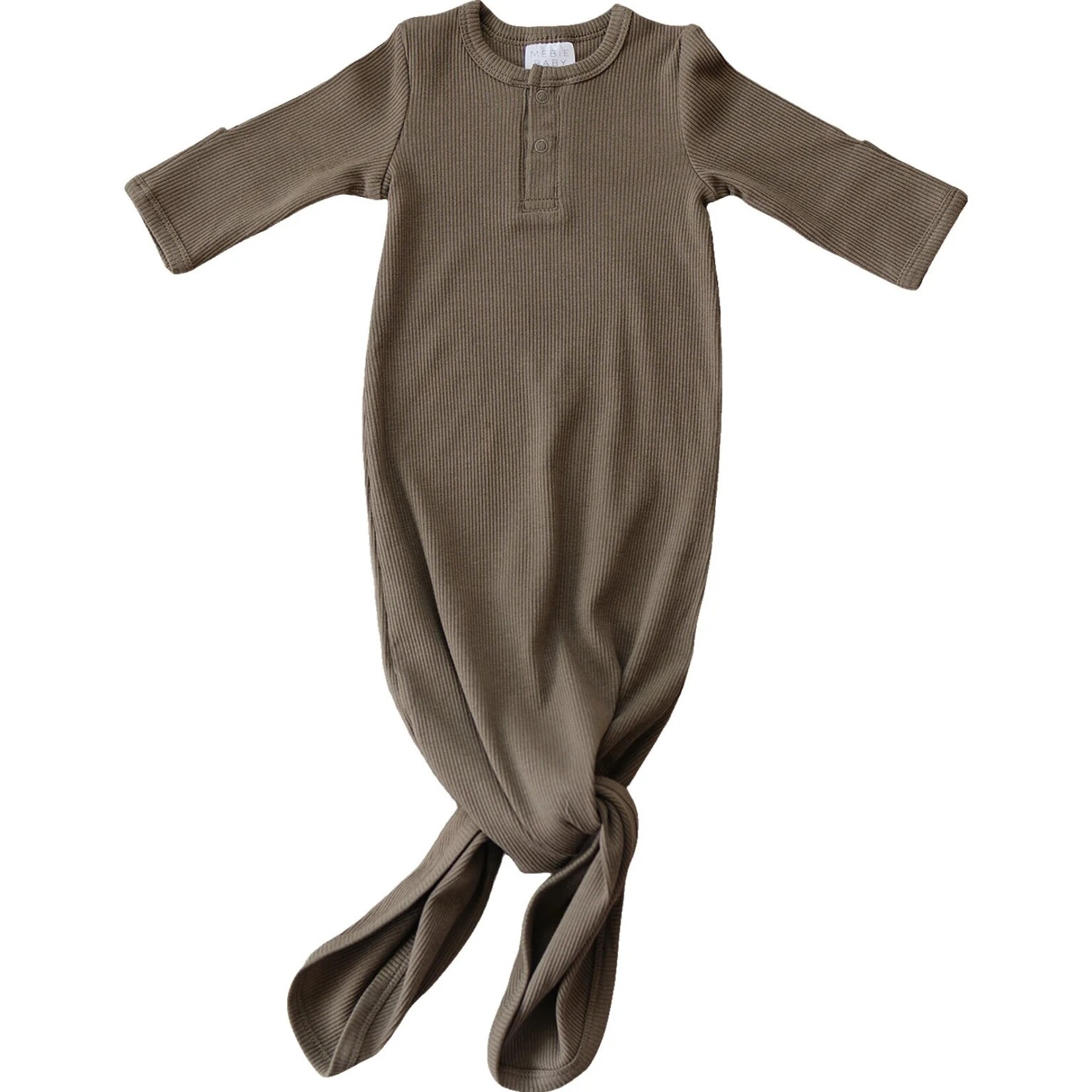 Mebie Baby Knot Gown 0-3M - Cocoa Ribbed