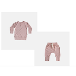 babysprouts clothing company Raglan Sweatshirt + Slim Harems in Rose Set 0-3M