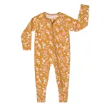 Emerson and Friends Mustard Floral Footed Romper Pajama