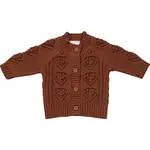 Mebie Baby Dark Rust Cable Knit Cardigan Sweater