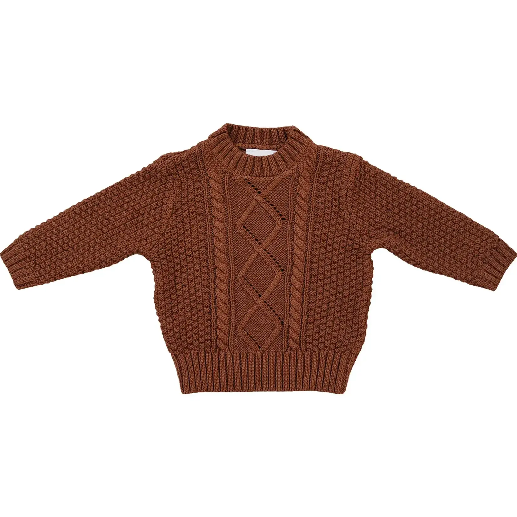 Mebie Baby Dark Rust Cable Knit Sweater