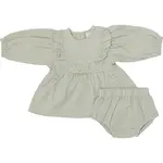 Mebie Baby Oatmeal Linen Dress With Bloomers