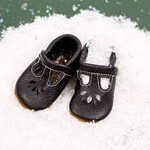 Starry Knight Design Leather Baby T-Strap Moccasin Shoe Black