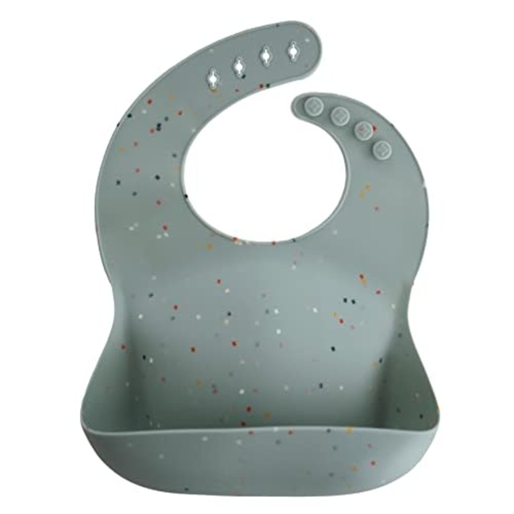 Mushie & Co Silicone Baby Bib, Cambridge Blue Confetti