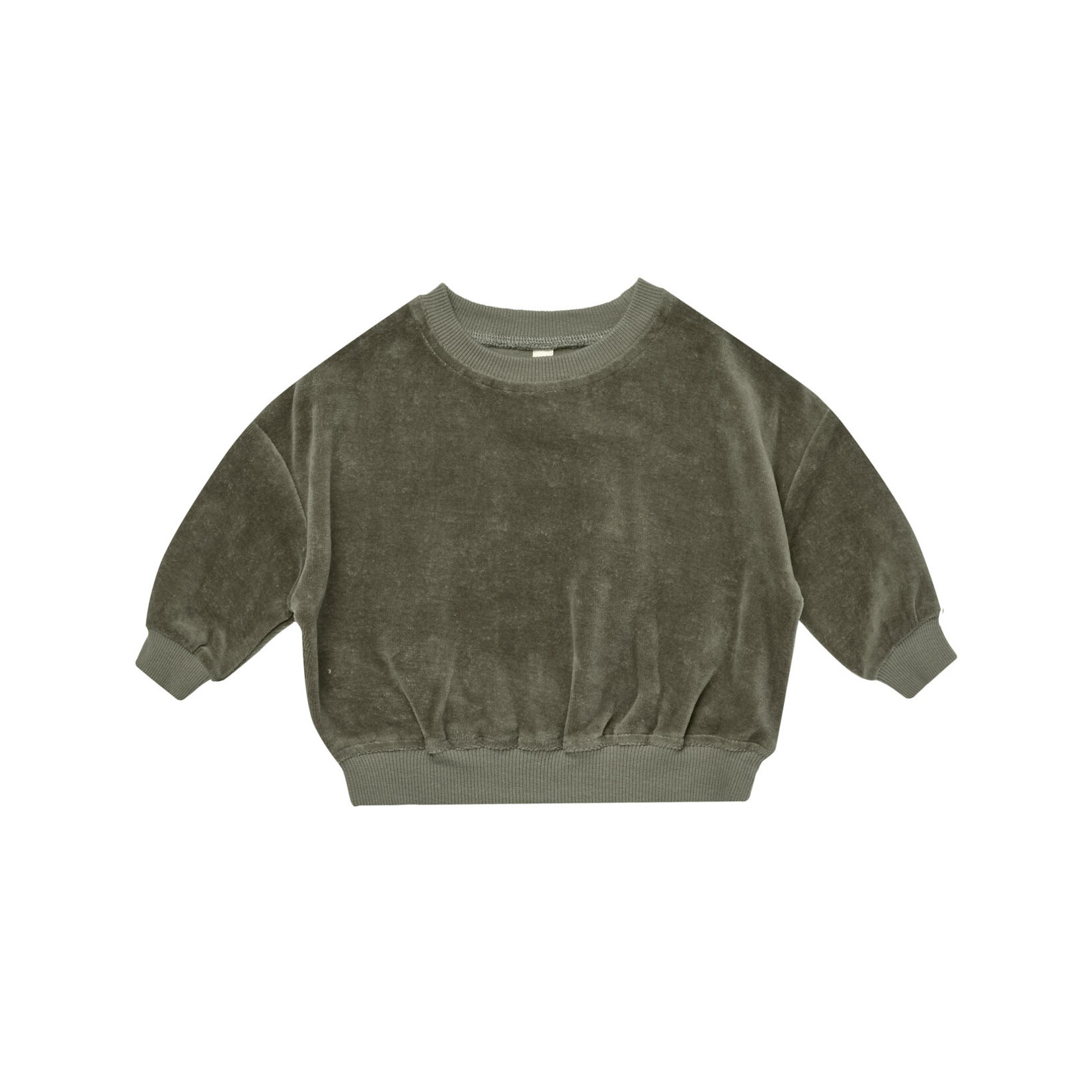 Quincy Mae Velour Relaxed Sweatshirt - Forest