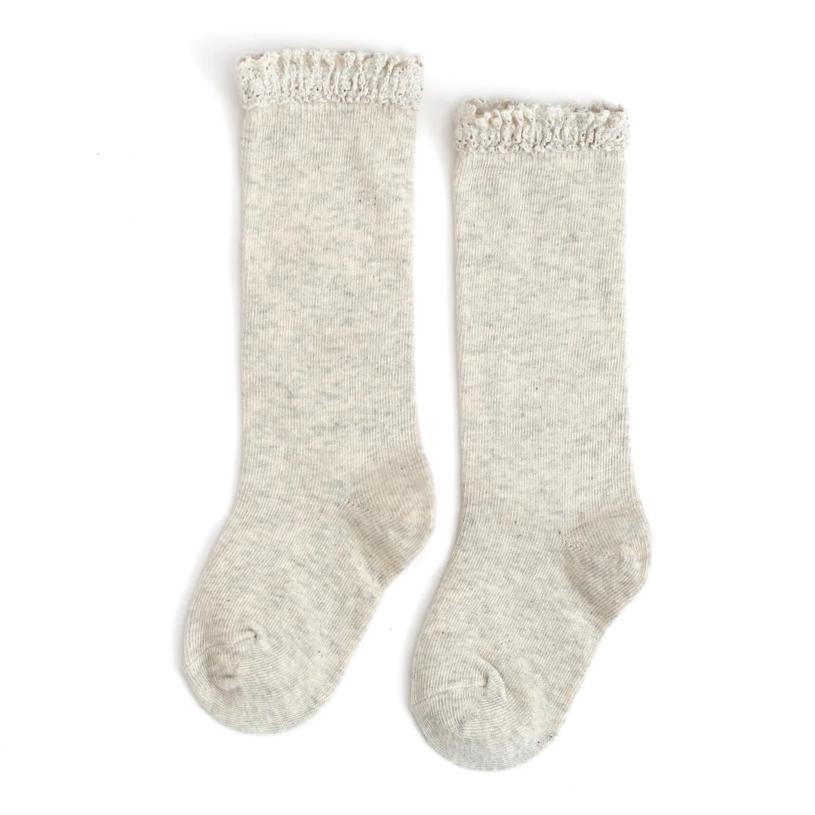 Little Stocking Co. Heathered Ivory Lace Socks