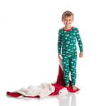 Print Long Sleeve Pajama Set in Cedar Puppies and Presents